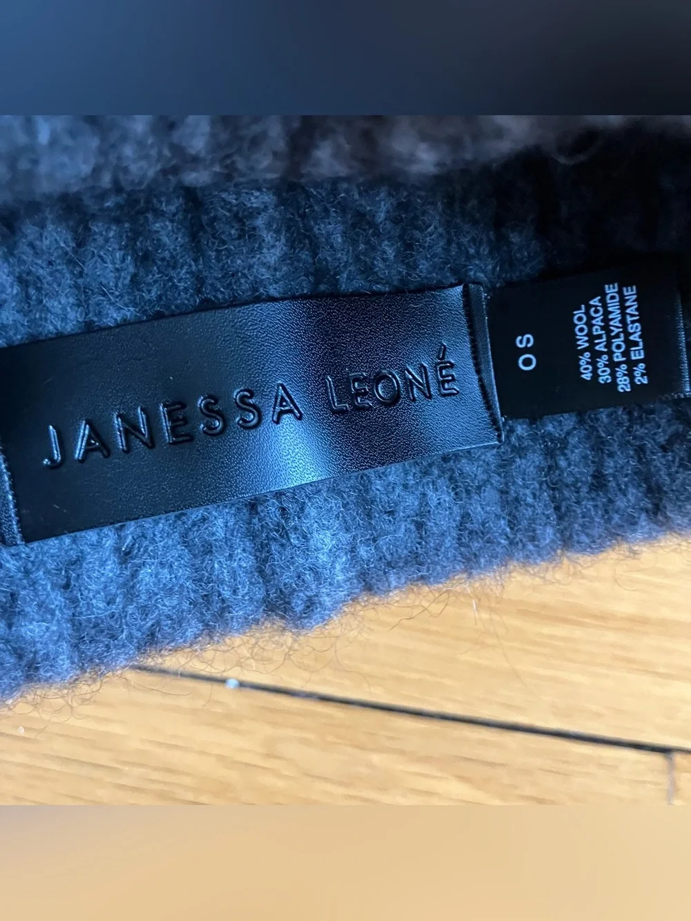 Janessa Leone Grey Wool Alpaca Ribbed Fall Winter Fisherman Coastal Piper Beanie